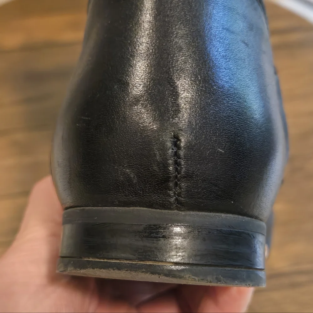 GEOX Respira Waterproof Black Leather Ankle Boots Silver Trim Sz 7 (37.5 EU)
